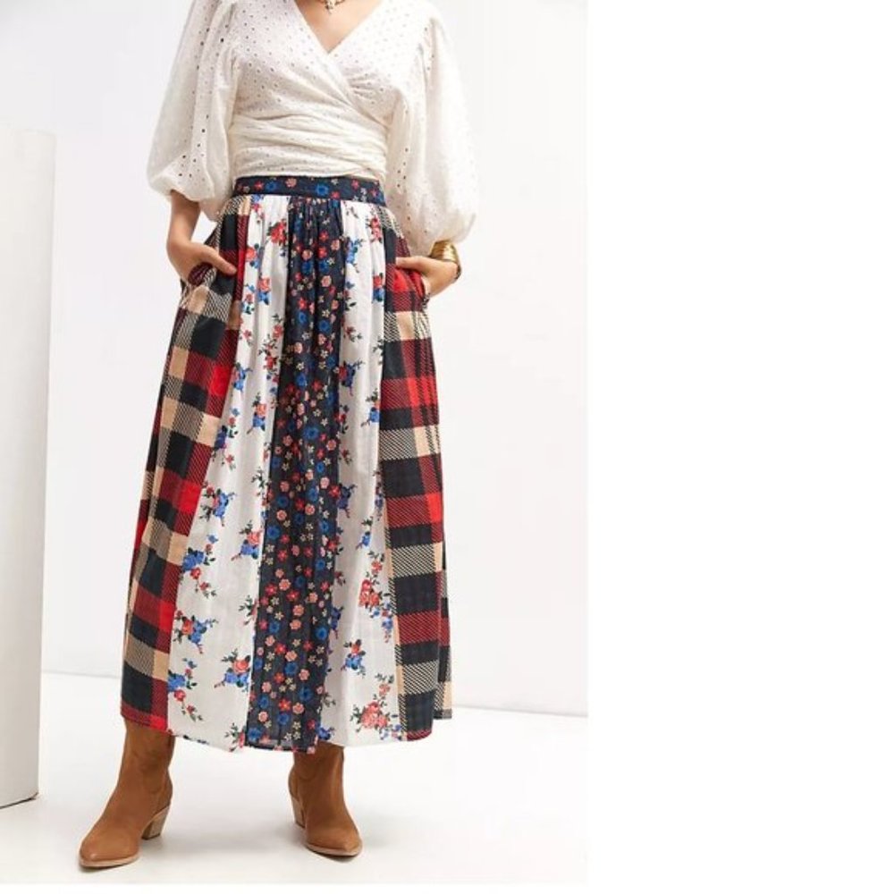 Anthropologie Let Me Be Contrast Maxi Skirt new nwt XL - Picture 5 of 7